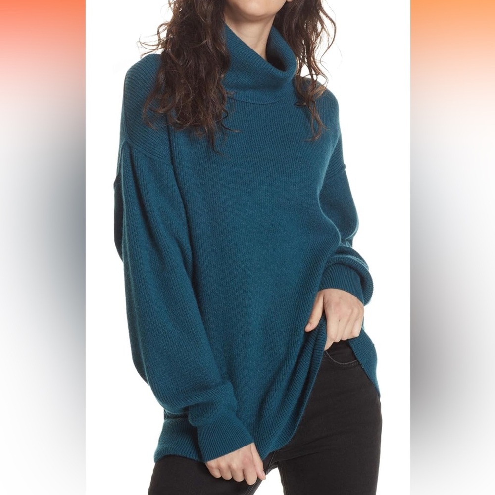 Free People Women's Softly Structured Tunic Sweater in deep jade
